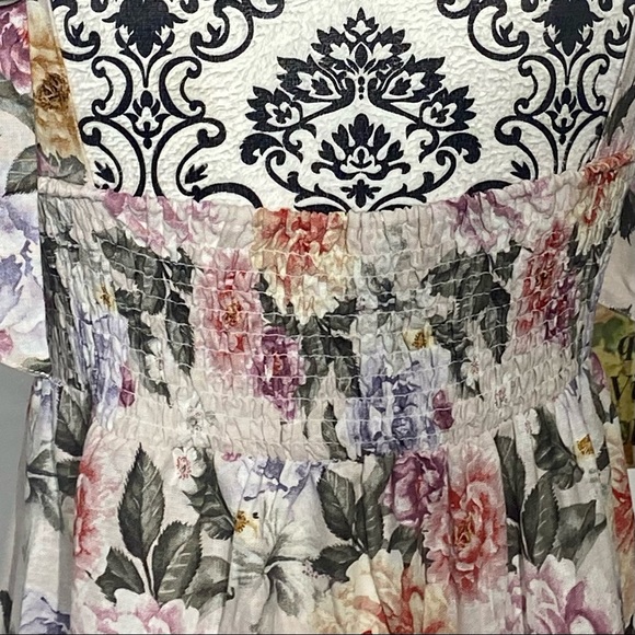 House of Harlow 1960 NWT Linen Blend Floral Adjustable Tie Maxi Dress Size Large - Picture 5 of 16